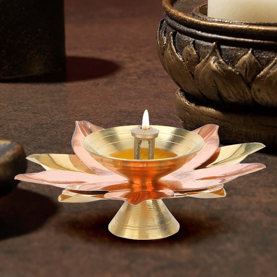 Olielamp Messing Deep Diya Indiase olielamp Diwali Pooja Lamp Akhand Lotus Diya (2) — afbeelding 3