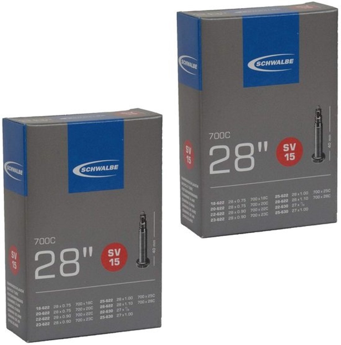 SnelShoppen - Schwalbe-binnenbanden voor racefiets van 700 x 18-28c - Presta-ventiel van 40mm - Paar - Duurzame en betrouwbare keuze voor fietsliefhebbers