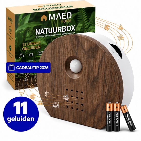 Vogelhuisje Met Geluid – 11 Natuurlijke Geluiden – Vogelgeluiden Huisje Met Sensor – Geluidshuis – Vogelgeluiden Huisje Voor op Toilet – Incl. Batterijen – Kastanjehout – MAED Home ®