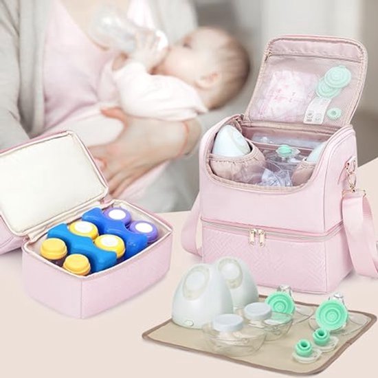 Fasrom Borstkolf Tas met Koeler Compatibel met Elvie en Medela Kolf, Draagbare Moedermelk Bewaringstas Koeler met Crossbodyband en Waterdichte Mat voor Werkende Moeders, Zwart (Alleen Lege Tas) — afbeelding 3