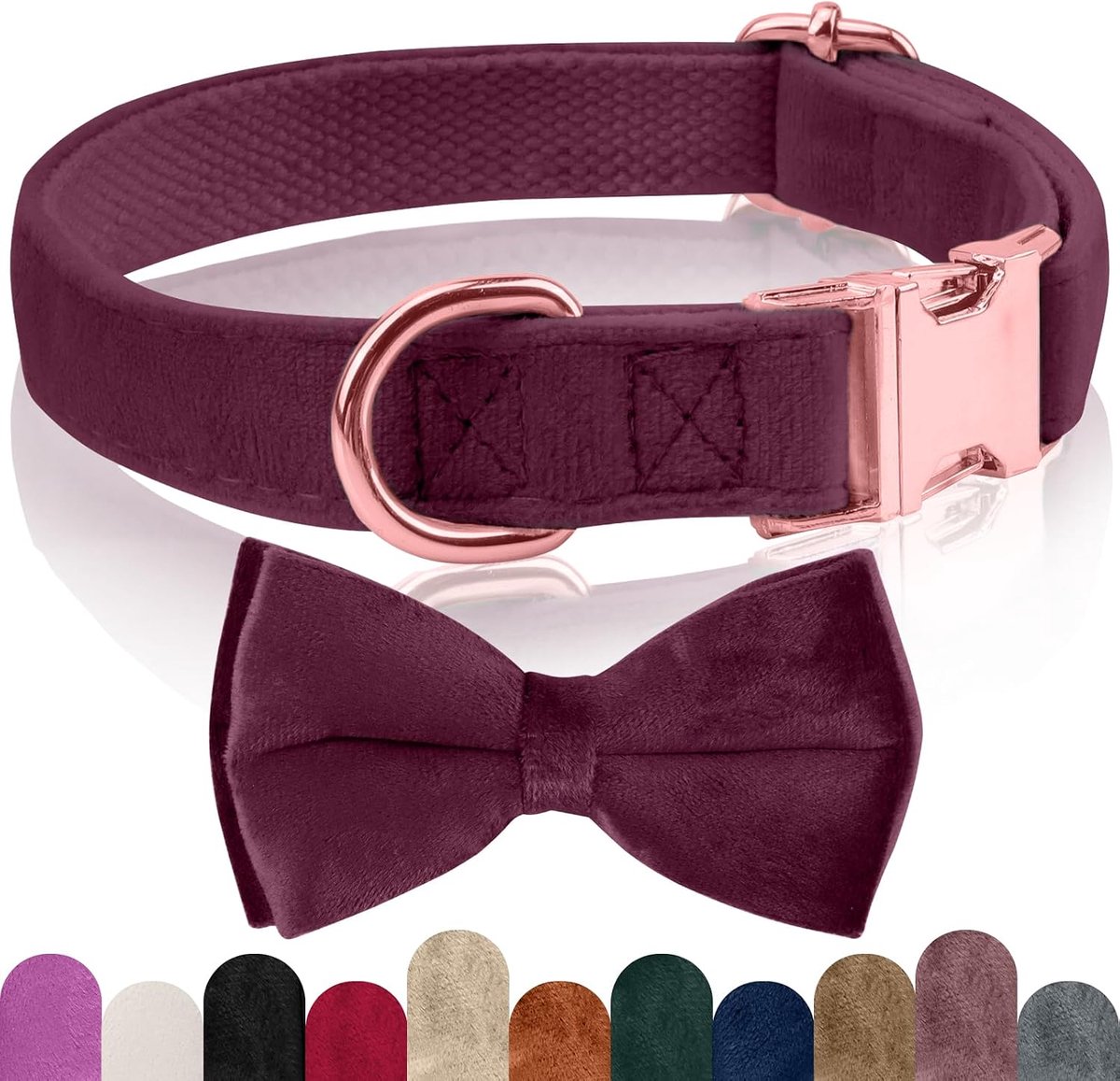 Velvet Dog Collar with Removable Bow Tie, Comfortable Adjustable Velvet Dog Collar, Suitable for Dogs, Small, Medium - ShopVlot
