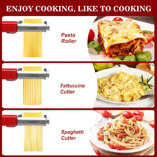 Pasta Accessoire voor KVC/KVL - RVS - Spaghetti- en Fettuccine Cutter - Maak verse pasta thuis — afbeelding 4