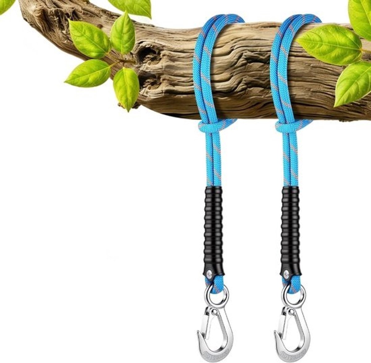 Schommeltouw - Hangmatset - Voor ontspanning in de tuin - Roestvrijstalen haken - 100 cm, 2 stuks - Blauw