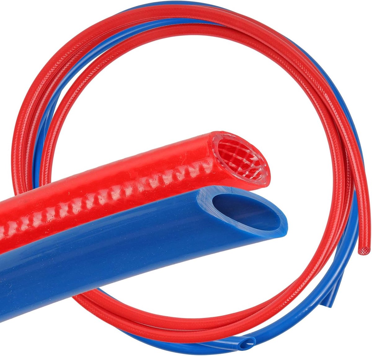 Drinking Water Hose Set 20 m, Red and Blue, 10 x 3 mm Cold and 10 x 2 mm Hot Water for Motorhome and Caravan, Red and - ShopVlot