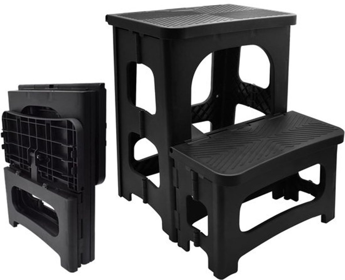 Vouwbare ladder - 2 treden - Draagbare ladder - Antislipvoetpedalen - Veilig - Multifunctioneel - ShopVlot