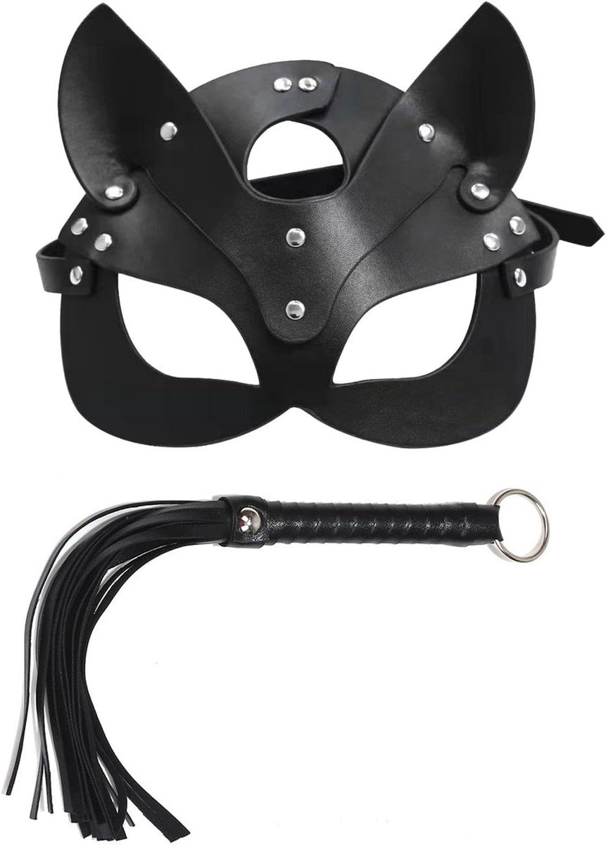 Fashion Mask en Whip PU Mask - Zwart - Rolspel en Gala Accessoires - Comfortabel en Duurzaam - ShopVlot