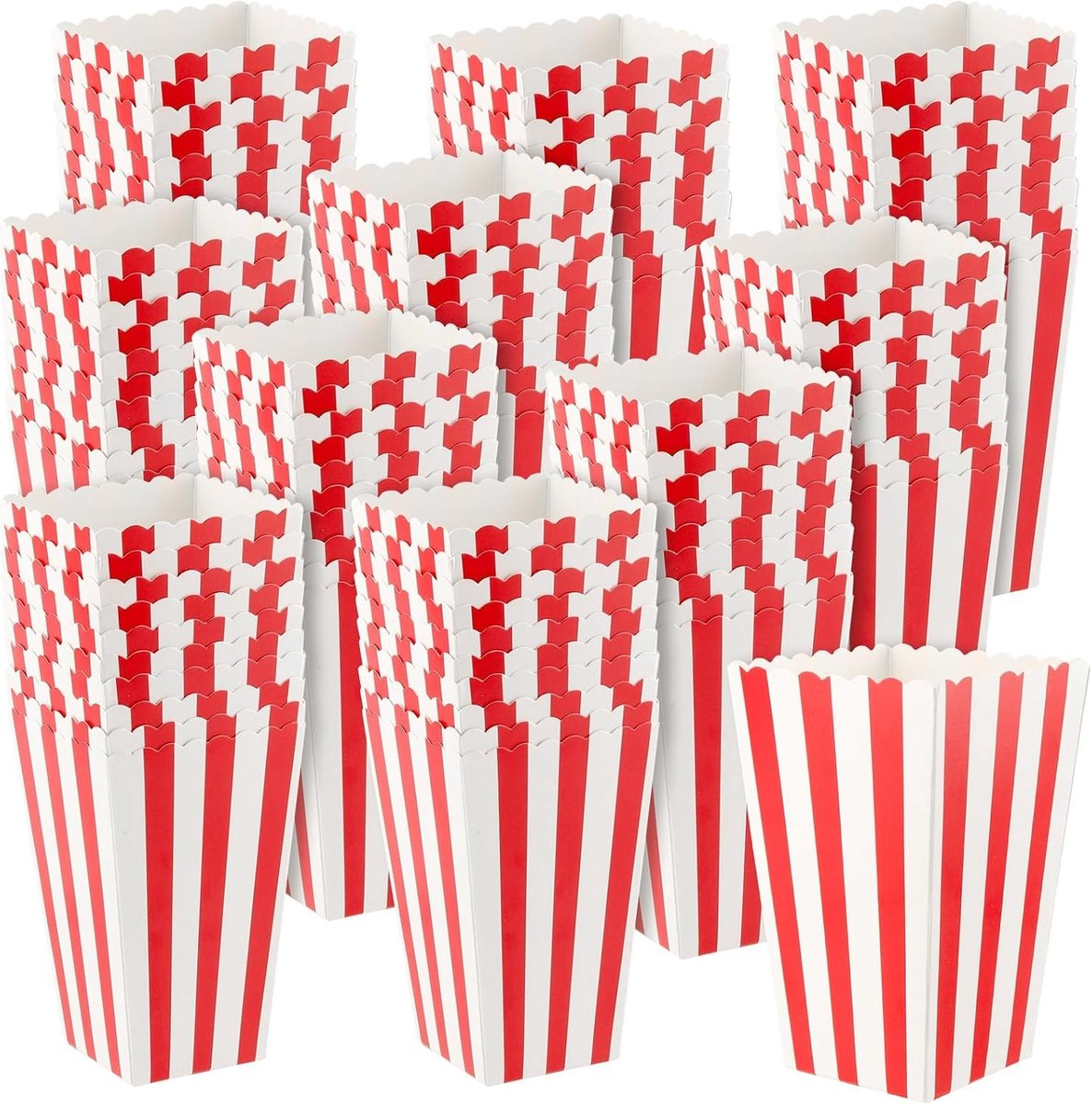Kleine Popcornzakken, 100 Stuks Gestreepte Papieren Dozen, Ideaal voor Feesten, Verjaardagen en Cinema's