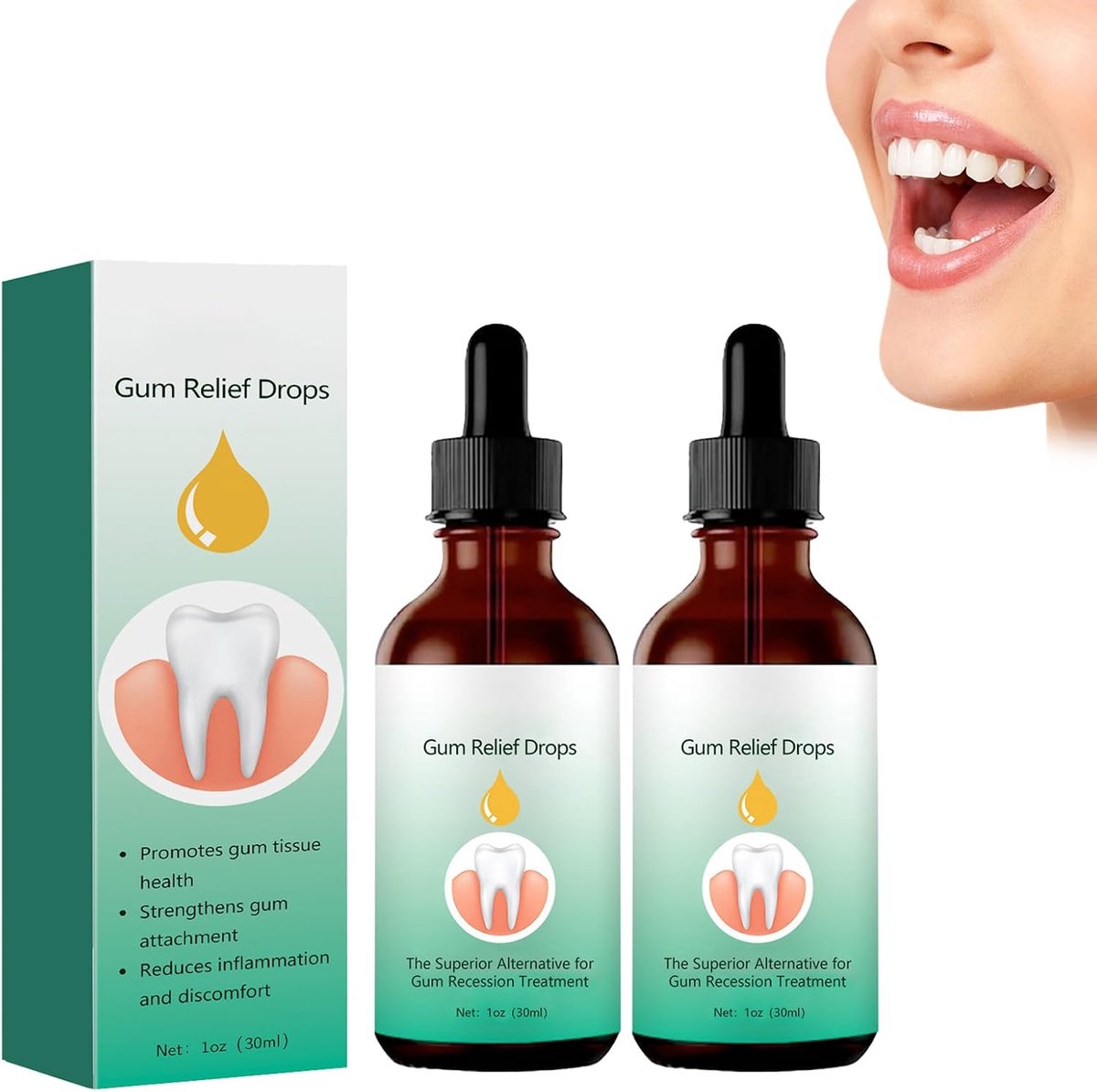 Gum Protect 2 stuks tandvleesreparatie-druppels, gum regrowth druppels, tandvleesregeneratiedruppels, tandvleesreliëf - ShopVlot