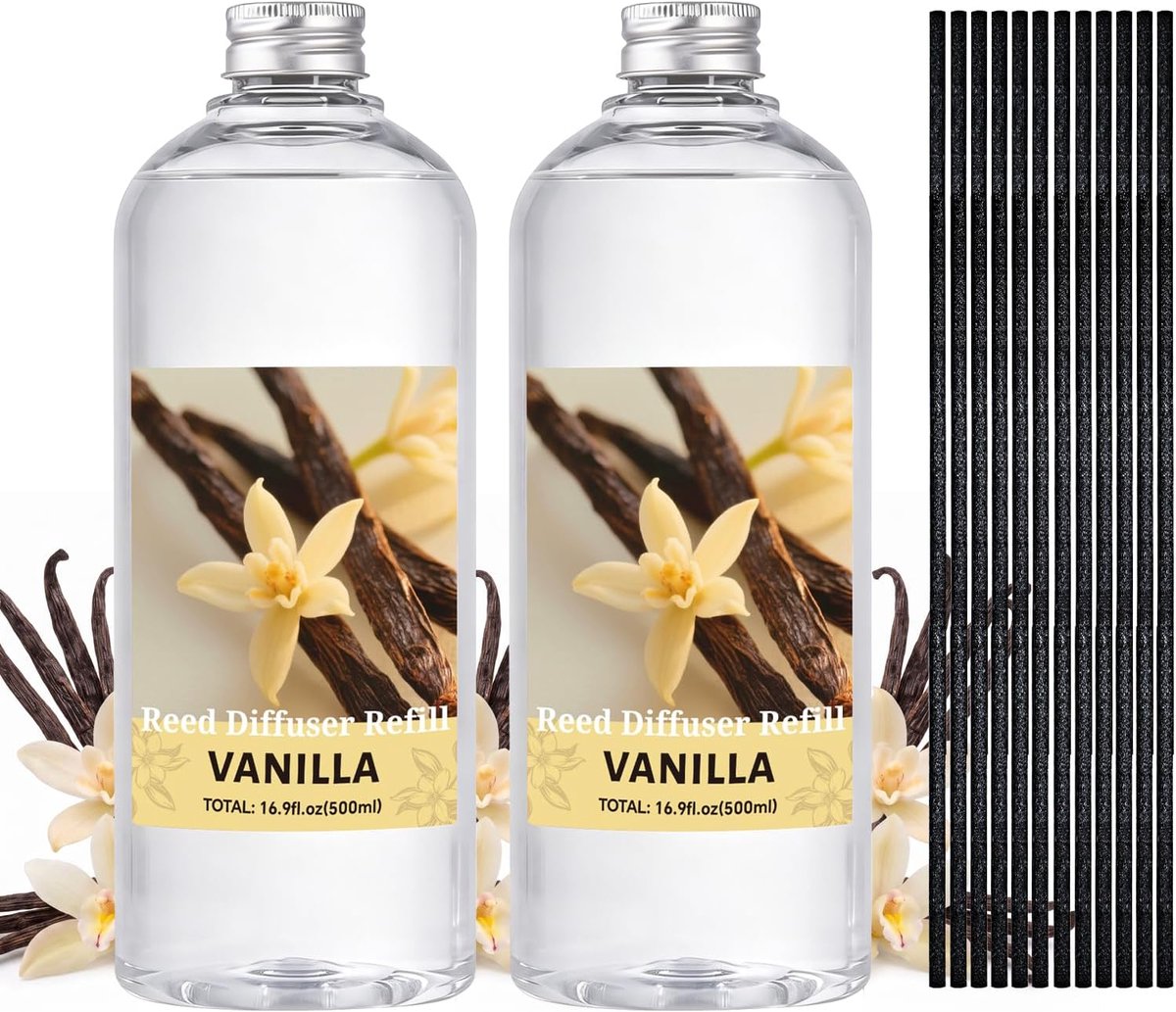 Vanille kamergeur navulling, 1000 ml, met 12 stokjes - ShopVlot
