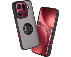 Hoesje geschikt voor Oppo Find X9 Pro - Techsuit Glinth Back Cover met ring en magneet - Zwart