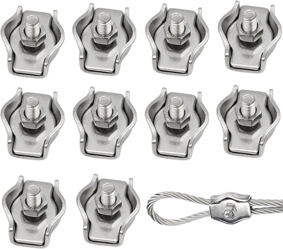Pack of 20 Cable Clips, M3 Simplex, Stainless Steel Cable Ties, 304, Single Wire Cable Clips, Clamps for Clothesline - ShopVlot
