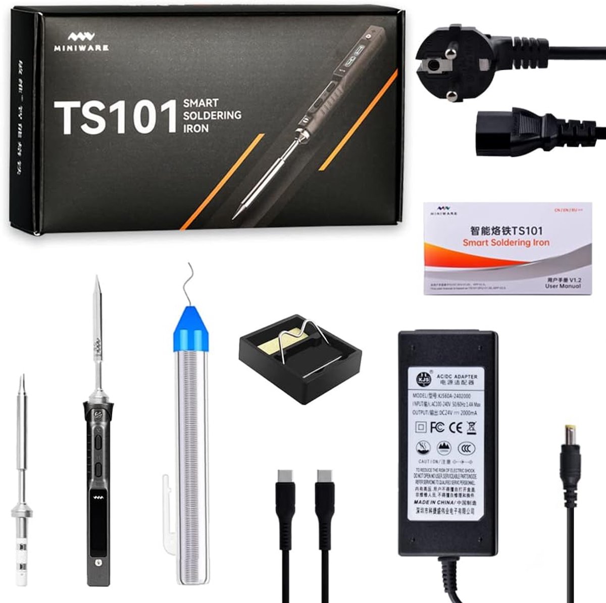 TS101 Electric Soldering Iron Kit 65W Portable Smart Soldering Iron Kit Fast Heat Embedded Interface DC 5525 - ShopVlot