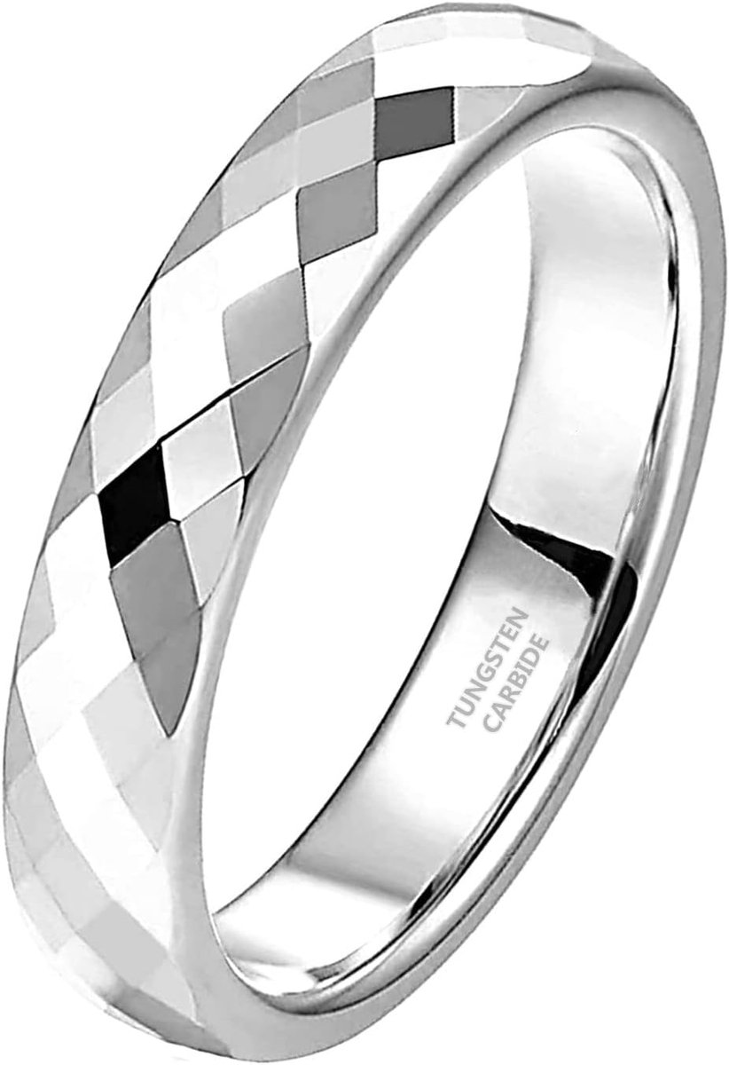 Zakk Ring for Men and Women, Rose Gold, Black, Tungsten, Narrow 4 mm Wide, Faceted, Polished Engagement Rings, Wedding - ShopVlot