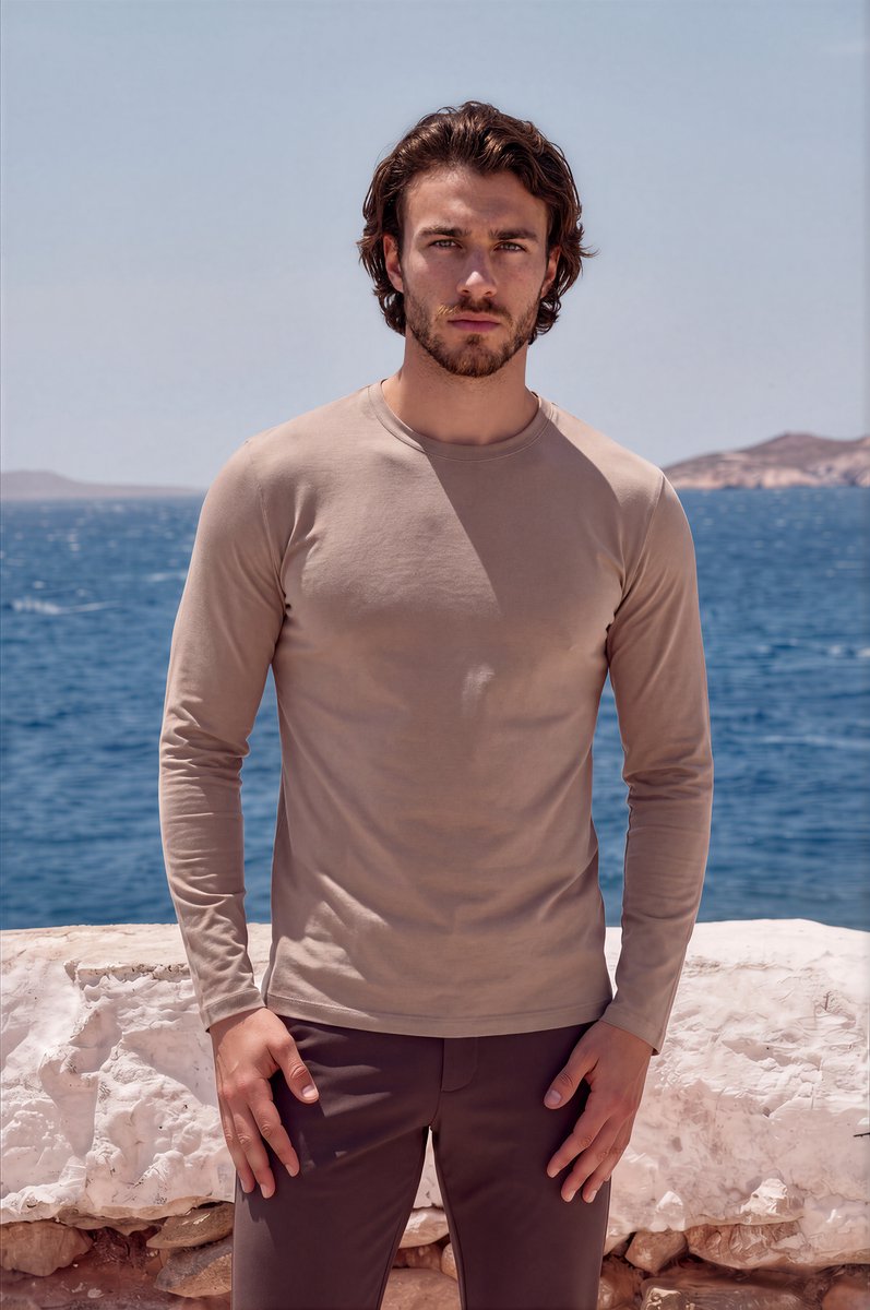 MI PIACE - Men Cotton Shirt Long Sleeves 202063 Falcon - Maat : XXL