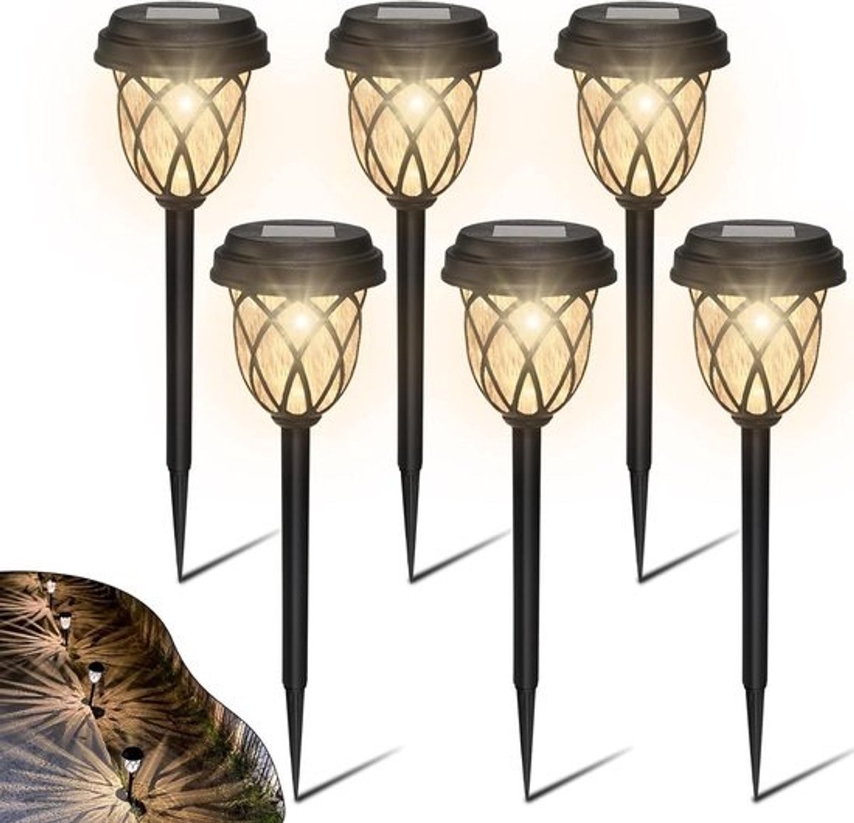 Zonnelampen voor buiten - 6 stuks - Waterdichte led-tuinverlichting - Voor tuinen, paden en terrassen