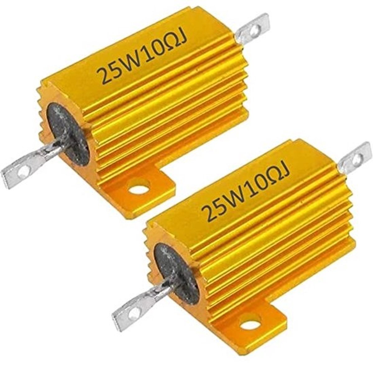 Aluminium behuizingweerstand - 25W 10 Ohm 5% - 2 stuks - voor elektronische toepassingen