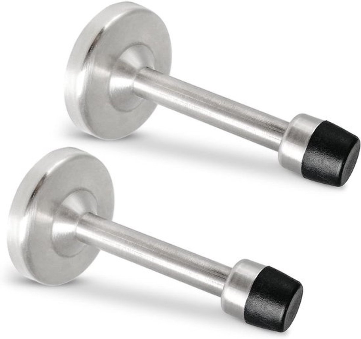 Deurstoppers - RVS - Deurhouders - voor muren - Muren beschermen - Met rubberen bumper - 10 cm - gevlekt
