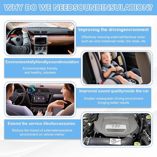 Set van 6 Zelfklevende Aluminium Butyl Isolatiematten van 2 mm - Geluidsisolatie en Warmte-isolatie voor Auto's, Motorcompartiment en Deuren - Ideaal voor Verbetering van Comfort en Bescherming van Merkloos — afbeelding 3