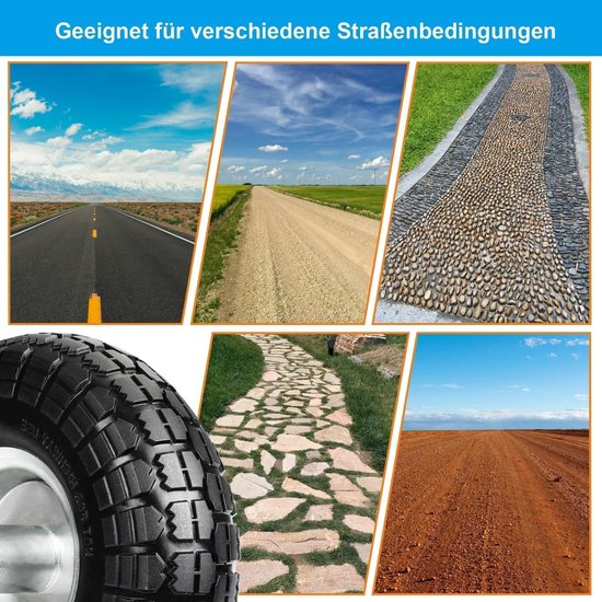 Dailygoods- Steekwagenwielen Massief Rubber - 4 Stuks - Reservewielen Bolderkar - Wielas 16 mm - 260 x 85 mm - Duurzaam en Sterk - Bolderkarwielen van Dailygoods — afbeelding 2