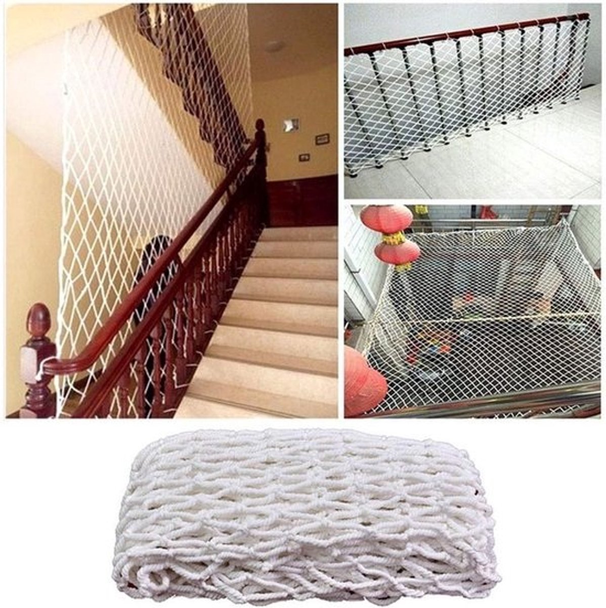 Veiligheidsnet - Huisdiernet - Voor balkonbescherming - Handgemaakt - Geweven - 2 x 2 meter - Henneptouw