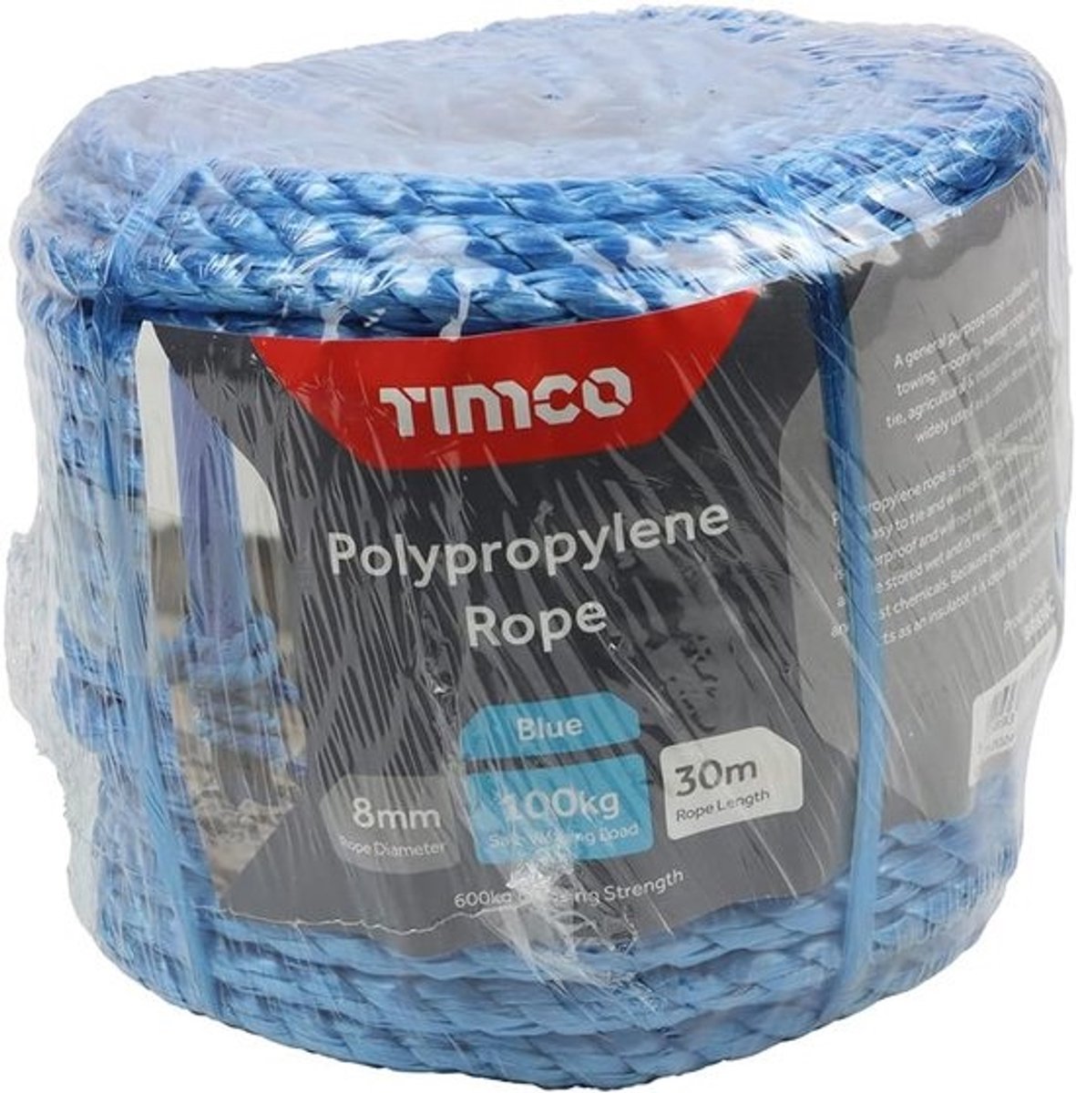 Polypropyleen touw - Universeel touw - Veelzijdig gebruik - Waterdicht - Rotbestendig - 8 mm x 30 meter - Blauw