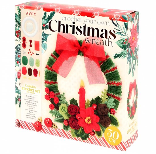 Kerstkrans 30cm doe-het-zelf haken - luxe haakpakket