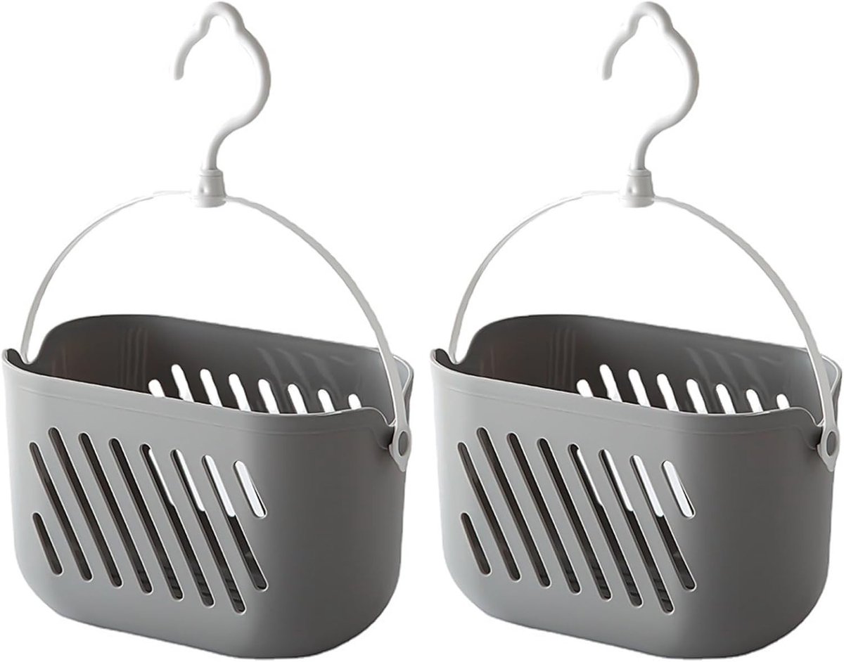 Set van 2 hangende douchemanden van plastic voor badkameropslag en organisatie