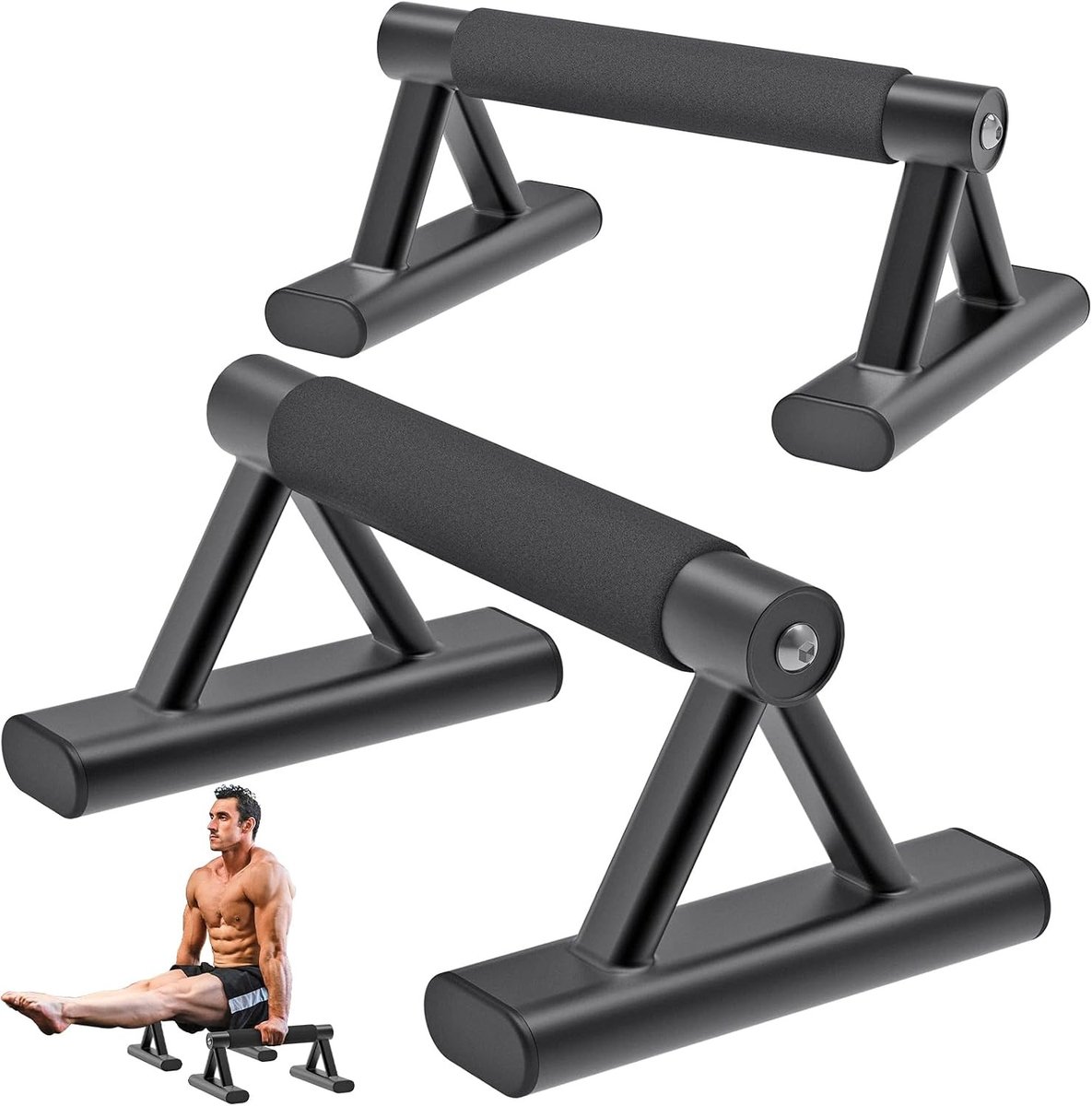 Metalen Parallettes voor Calisthenics en Fitness - Antislip Push-up Handgrepen met Stevige Stalen Structuur en Comfortabele Foam Grip voor Effectieve Oefeningen