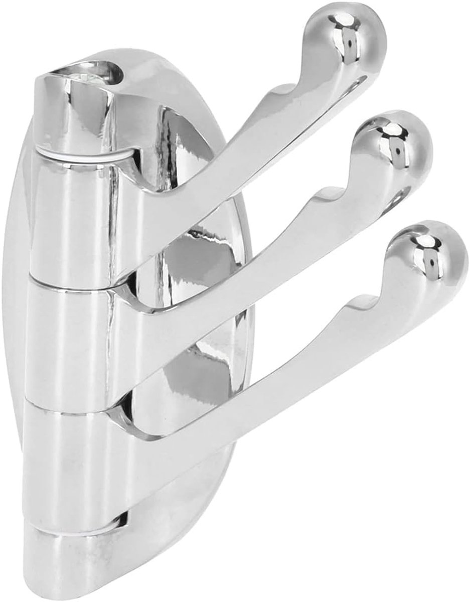 SnelShoppen - Opvouwbare Handdoekhaak - Massief Metalen Draaibare Jashaak - Ruimtebesparende Badkamermuurbevestiging - Zilver - 3-Foudige Armen voor H