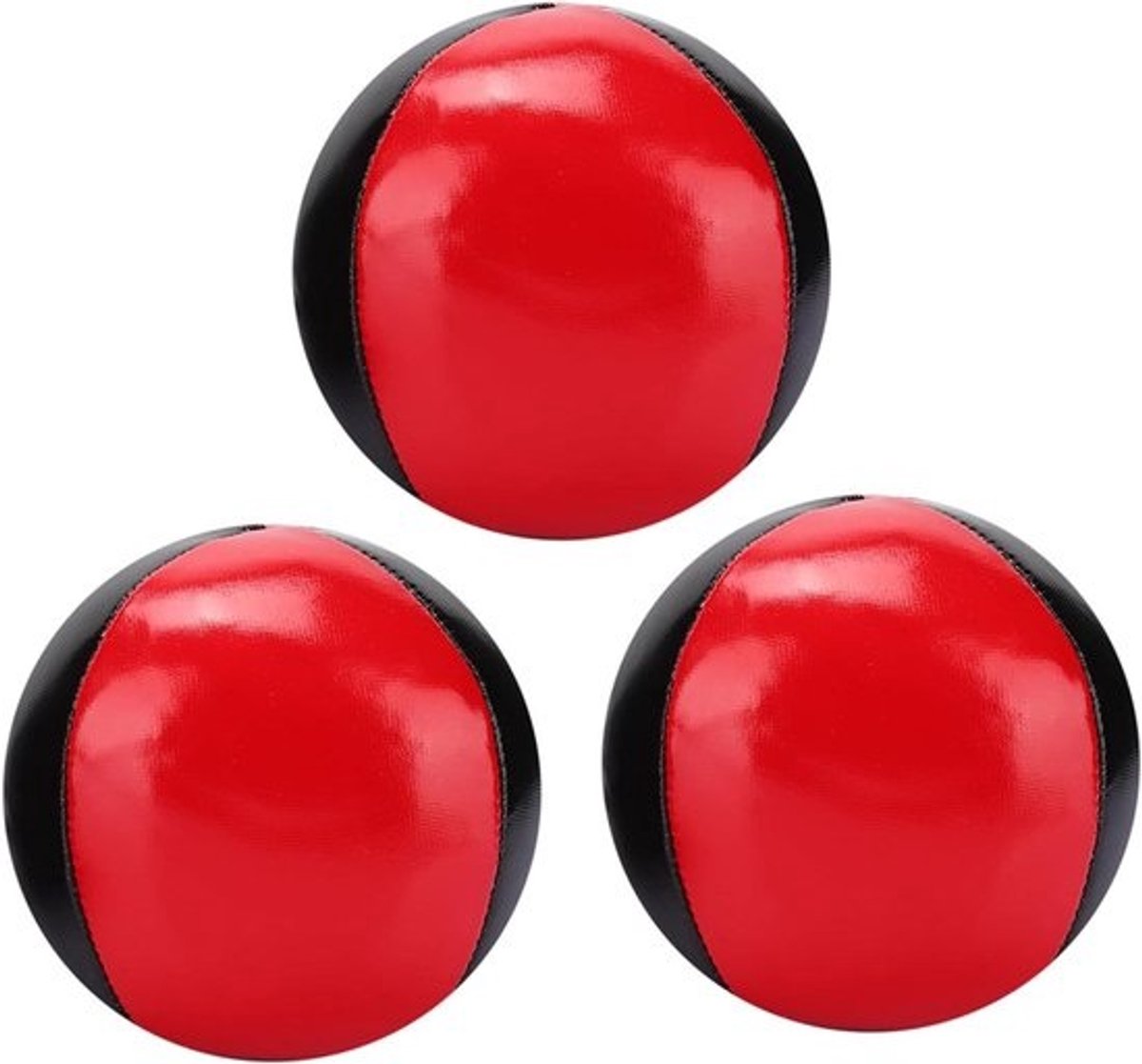 Set jongleerballen - Zitzakballen - Vaardigheden trainen - PU-leer met spiegeloppervlak - 3 stuks - 90g - Rood zwart