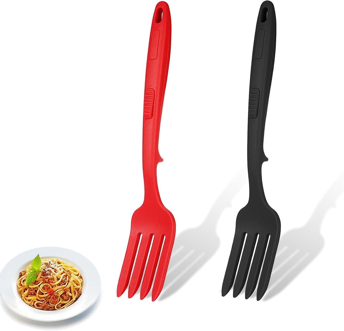 Set van 2 Flexibele Siliconen Vorken, Veelzijdige Roerhulp voor Koken, Hittebestendig en Antiaanbaklaag, Ideaal voor Meng- en Roerwerkzaamheden (29,5 cm)
