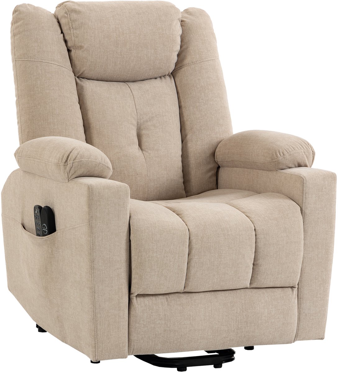 Homona Sta-opfauteuil met massagefunctie en lendenwarmte - Met USB-aansluiting - 82 x 91 x 106 cm - Crèmewit