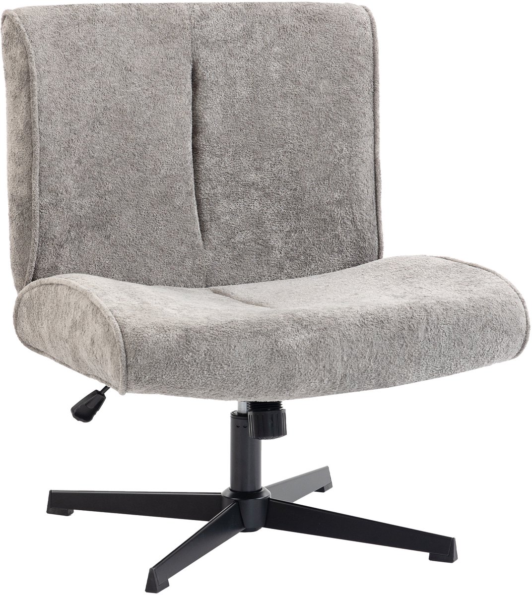 Homona Draaifauteuil - 360° draaibaar en in hoogte verstelbaar - Met 14 cm dik kussen - 63 x 75 x 82-90 cm - Grijs