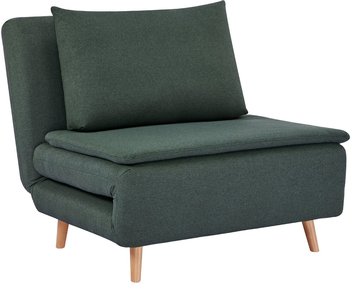 Homona Slaapfauteuil 3-in-1 - Met kussen en verstelbare rugleuning - 95 x 90 x 80 cm - Donkergroen