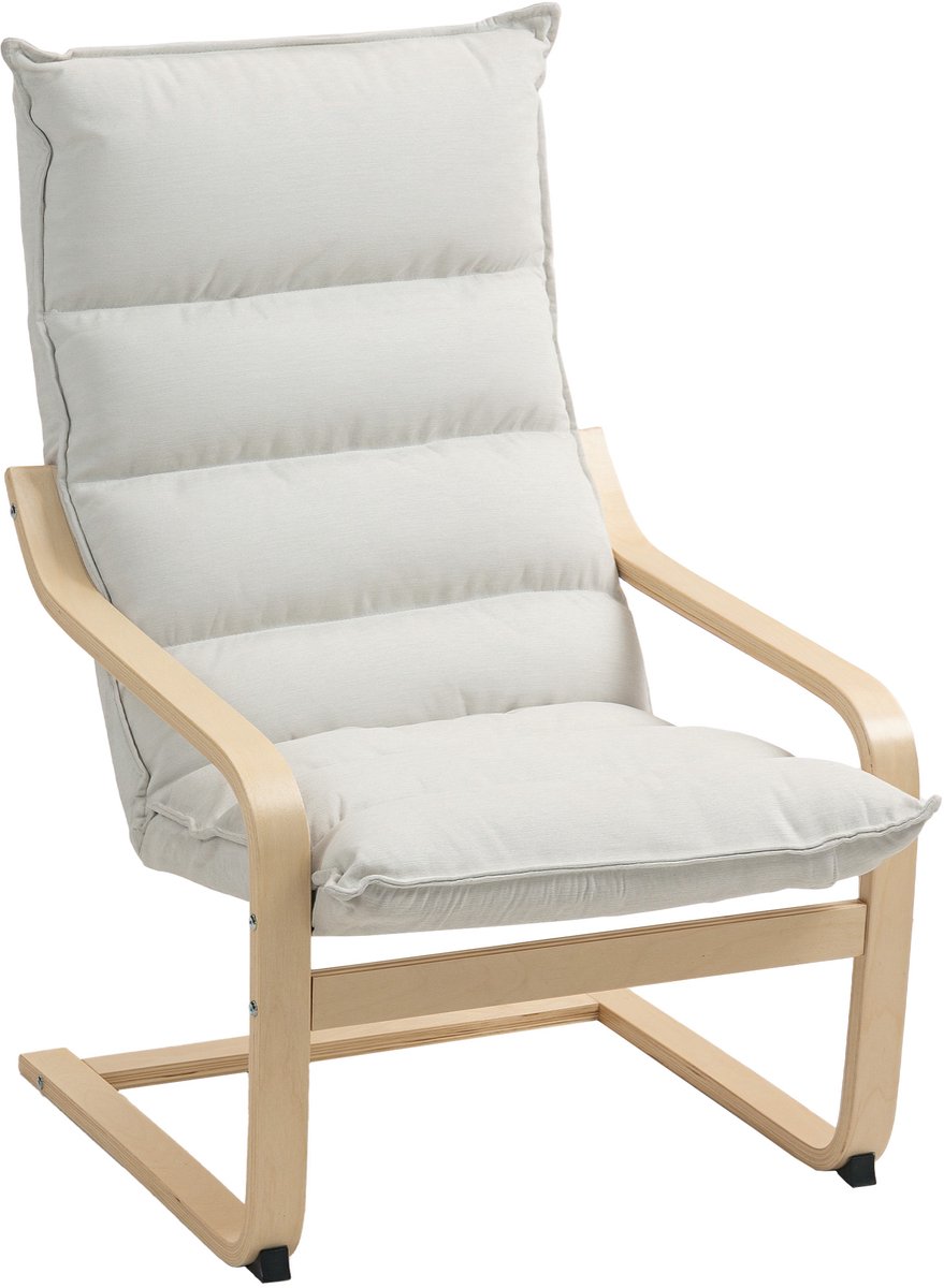 Homona Relaxfauteuil met wippende beweging - Met 12 cm dik kussen - 67 x 83 x 105 cm - Crèmewit