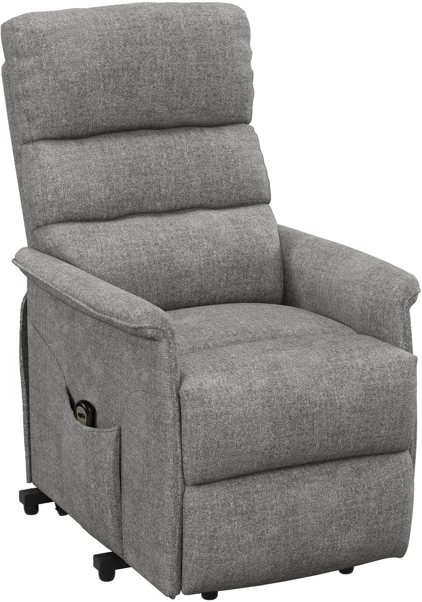 Homona Sta-opfauteuil - Met elektrische verstelling, voetensteun en afstandsbediening - 66 x 90 x 96 cm - Grijs