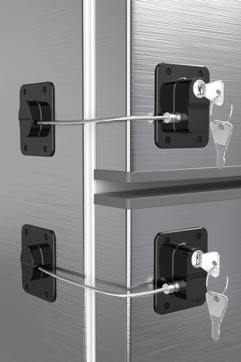 2 Pack Refrigerator Lock Baby Proof Cabinet Locks With Keys Safety Cabinets Locks Easy Install Black Fridge Lock - ShopVlot