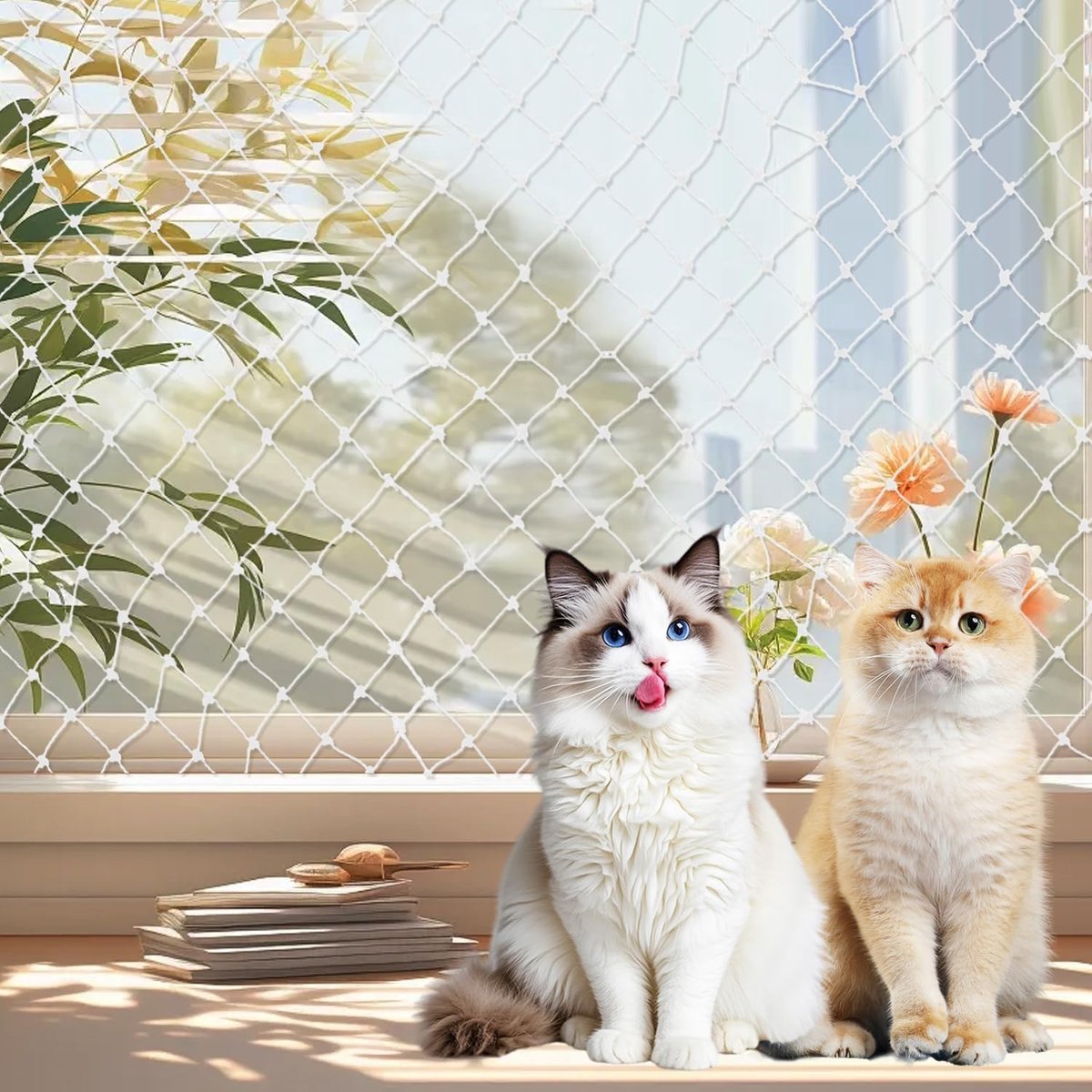 SnelShoppen - Cat Net voor Balkon - Transparant Vogels Beschermnet - 10 x 3 m - Geen Boren - V-schok- en Scheurbestendig - Nylon Katten Balkonnet voor