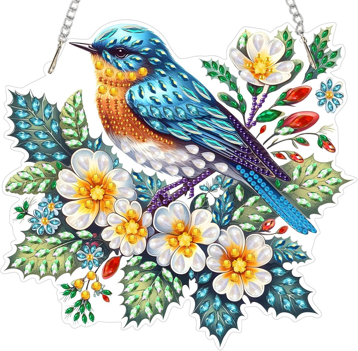 Diamant schilderen set vogels in bloemen - speciale vormen kristallen suncatcher - DIY raamdecoratie - ShopVlot