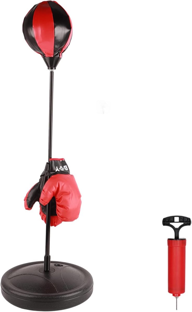 Boxing Set with Boxing Ball, Adjustable Holder 75-105 cm, Gloves, Pump - Sports and Combat Training - ShopVlot