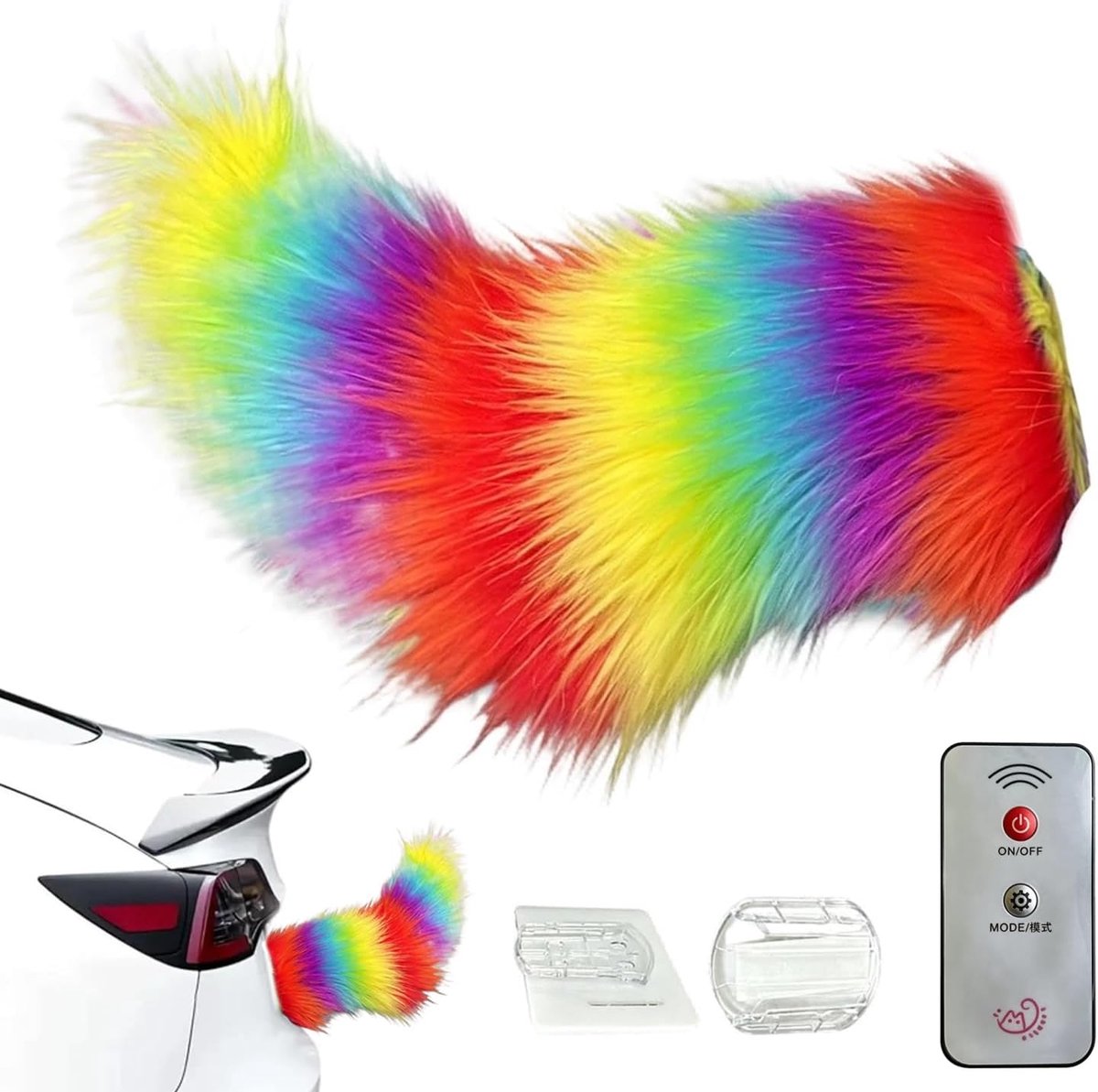 Interactieve autodecoratie, beweegbare cosplay-staart, decoratieve staart van zacht pluche, dierenstaart - ShopVlot