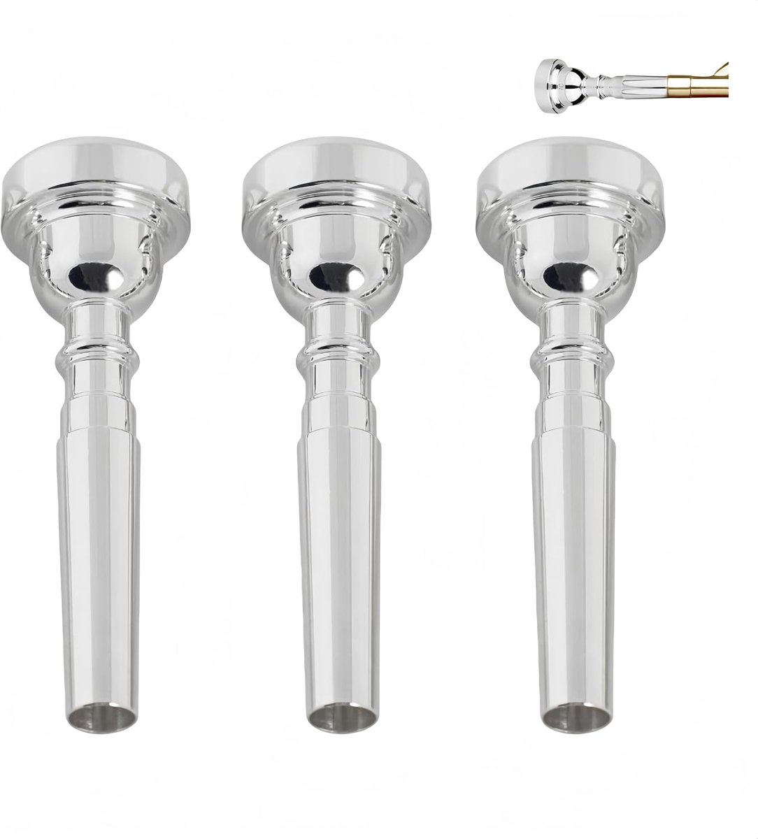3 Pack Trumpet Instrument Accessories Brass Trumpet Nozzle 3C 5C 7C Size Instrument Accessories Trumpet Nozzle - Silver - ShopVlot