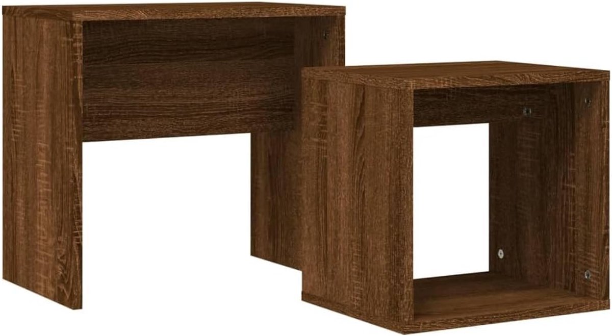 Tafel woonkamer zettafels 2 stuks. Bruin eiken-look houtmateriaal voor werkkamer, woonkamer, kantoor
