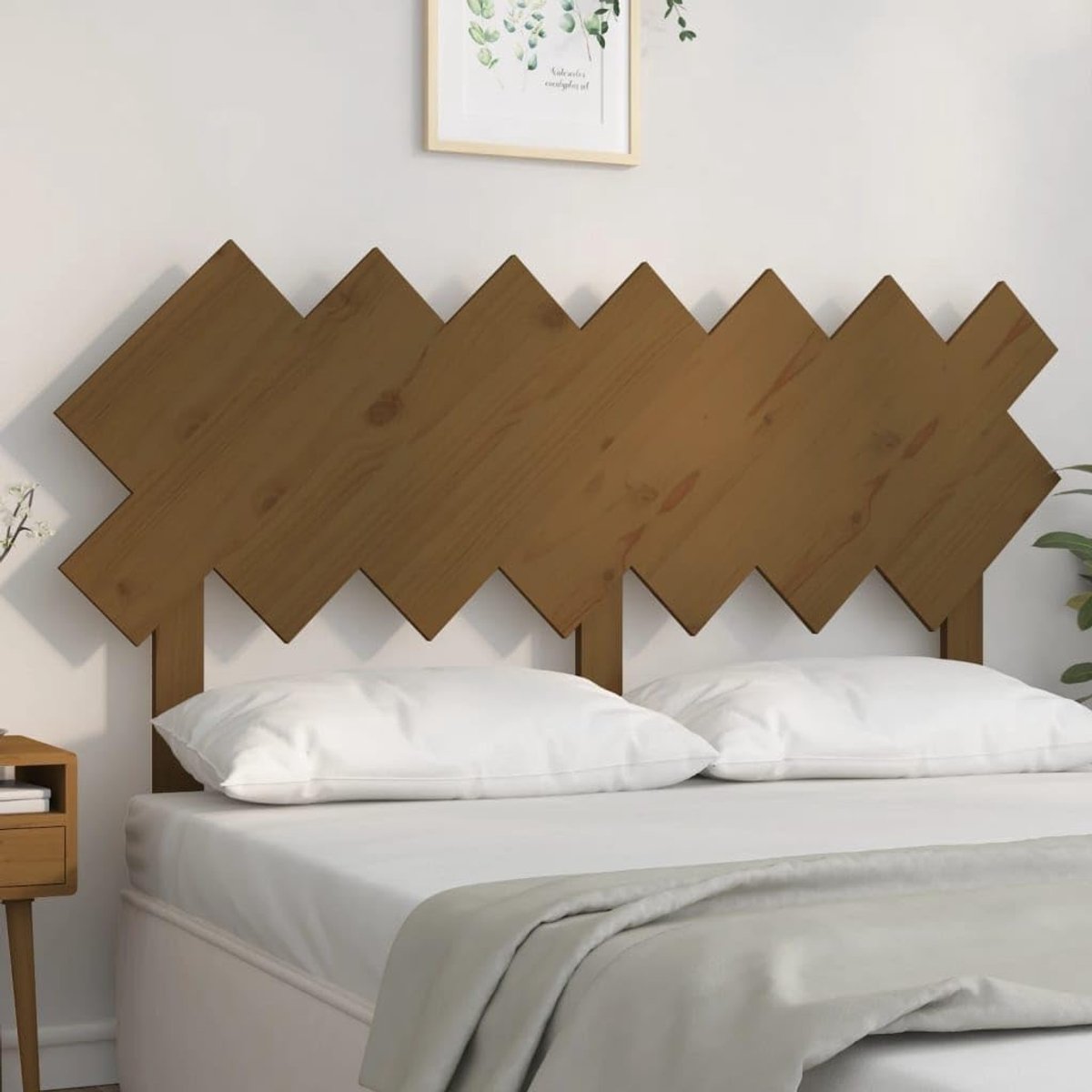 Honingbruin, 151,5 x 3 x 81 cm, massief grenen, hoofdeinde voor slaapkamer, hotel, hoofdeinde, werkkamer, voor slaapkamer, tweede slaapkamer, hotel