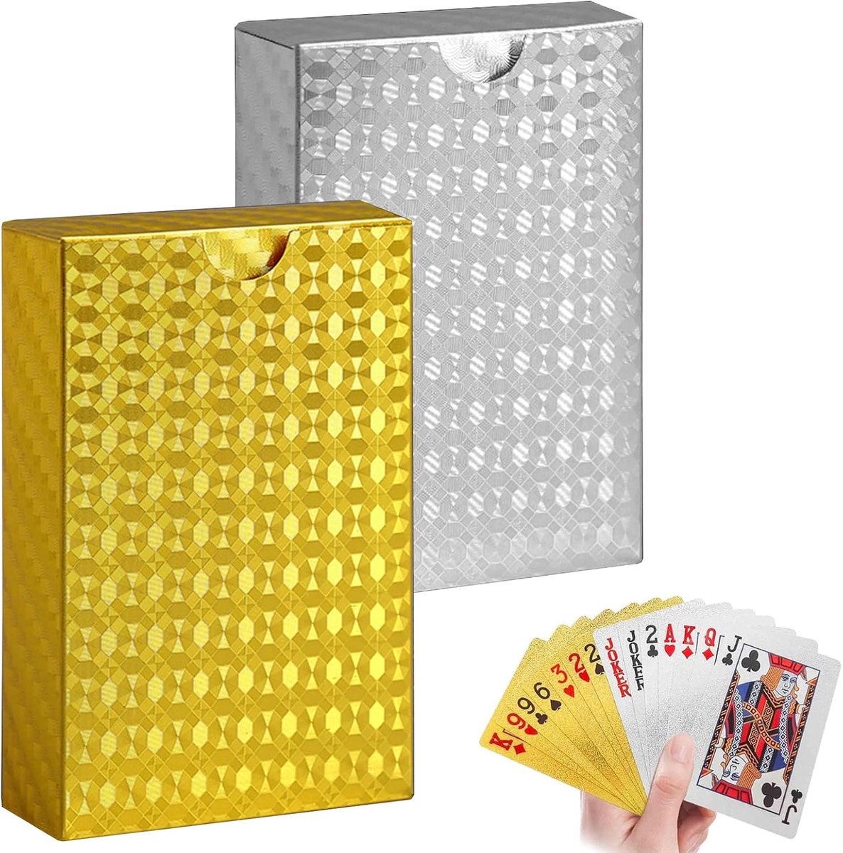 2 stuks speelkaarten, pokerkaarten, waterdicht, duurzaam en gemakkelijk te reinigen, dubbele kop speelkaarten voor poker, blackjack, bridge en Rommé, antislip kaarten voor kaartspellen