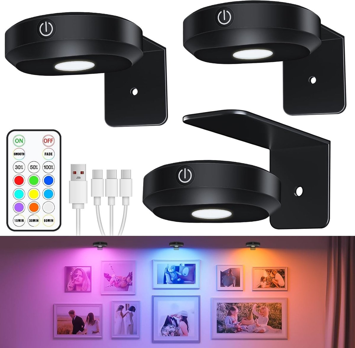 Draagbare RGB fotolamp met oplaadbare batterij voor sfeervolle verlichting en decoratie