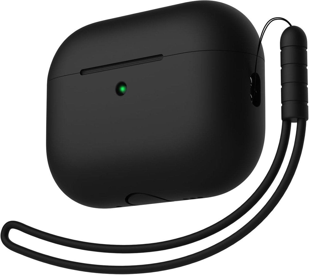 Compatibel met Airpods Pro 3e generatie, volledige bescherming, siliconen hoes voor AirPods Pro 3 met koord, led aan de voorkant, zwart