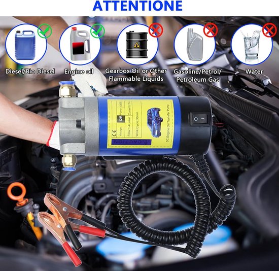 Olieafzuigpomp, 12 V, 100 W, motorolie-overbrengingspomp, elektrische dieselvloeistofpomp met 3 buizen, geluidsarme dieselpomp, uitgerust — afbeelding 3