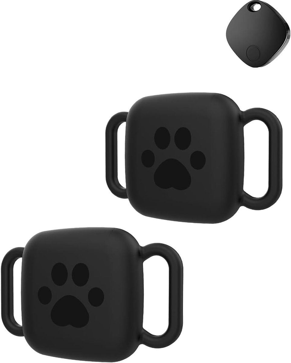 2 stuks siliconen hoes voor ATUVOS Air Tag anti-verlies GPS huisdier tracker, daunke waterdicht & krasbestendig & wasbaar afdekking, geschikt voor hond/kat kraag draagbare locator accessoires, zwart