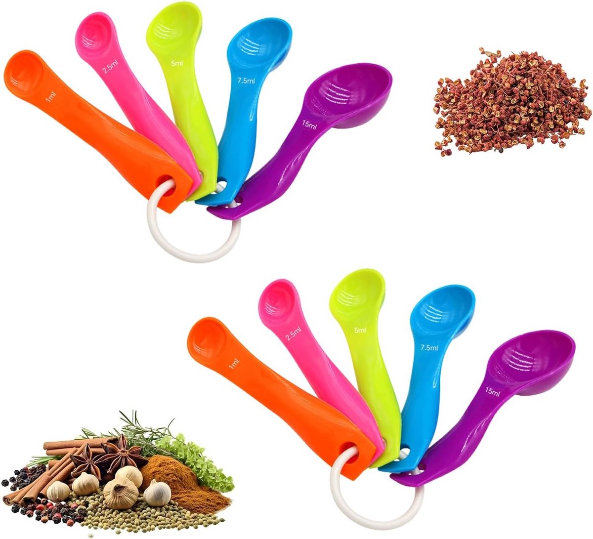 10 Delige Maatlepel Set voor Nauwkeurig Afmeten van Grammen, Perfect voor Bakken en Koken met Vloeistoffen